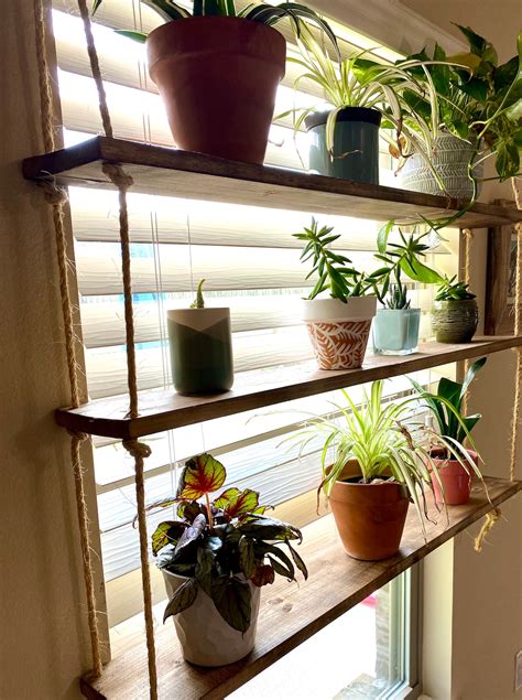 Window Plant Shelf 3 Tiered Hanging Wooden Window Shelf Hanging Window
