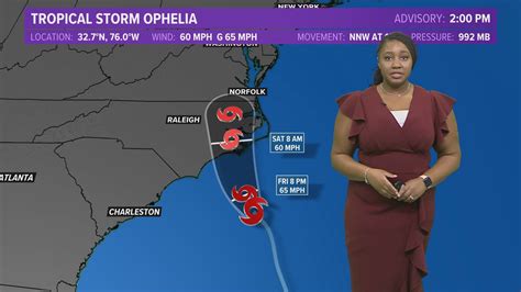 In The Tropics Tropical Storm Ophelia Officially Named Moves Toward Virginia And N C