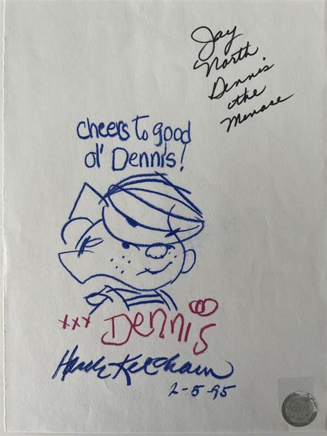 Dennis The Menace Hank Ketcham Hand Drawn Signed Sketch Gfa