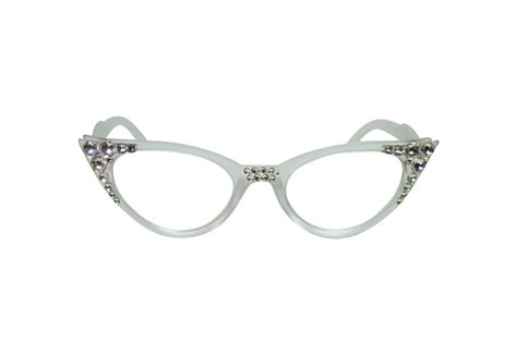 Vintage Clear Frame Cat Eye Reading Glasses Made With Swarovski Crysta Gina Eyewear