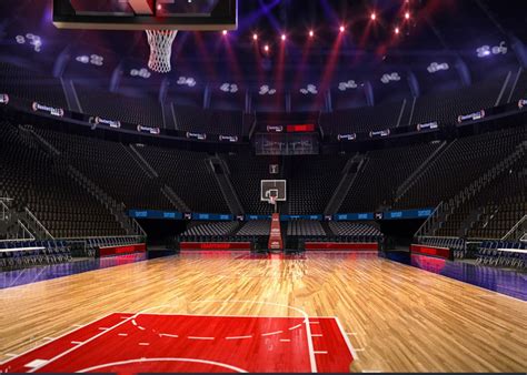 Bright Indoor Basketball Court Sport Arena Light Backdrop Vinyl Cloth