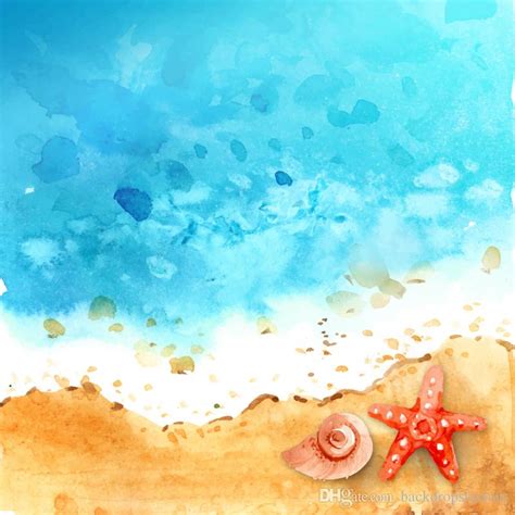 2019 5x7ft Blue Painted Summer Beach Background For Baby