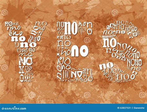 Word Yes Consisting Of Small No On Beige Grunge Background Stock Vector