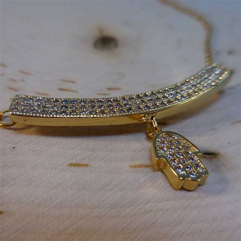 Stainless Steel Gold Crystal Hamsa Collar Necklace Boho To Soho
