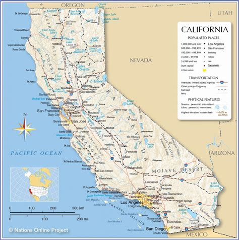 California Usa Road Highway Maps City And Town