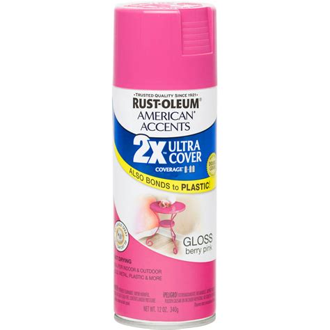 Rust Oleum American Accents Ultra Cover 2x Gloss Berry Pink Spray Paint