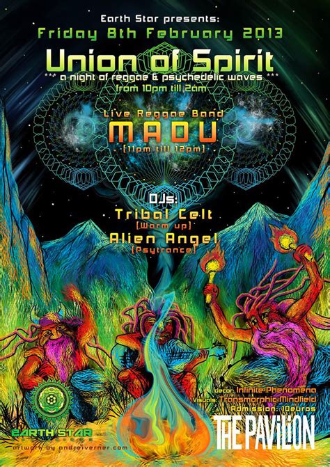 Union Of Spirit Psychedelic Trance And Reggae Party Flyer Andrei Verner