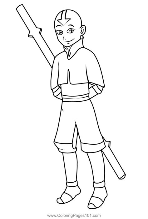 Aang From Avatar The Last Airbender Coloring Page For Kids Free