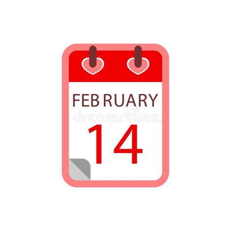 Calendar 14 February Valentines Day Flat Icon Vector Stock Vector