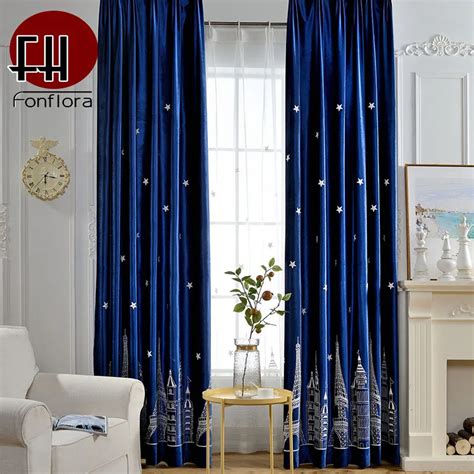 Luxury Blue Velvet Curtains For Living Room Bedroom Classical Dark