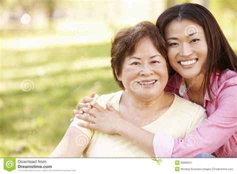 asian mother and adult daughter portrait outdoors stock image image of park fresh 55893911