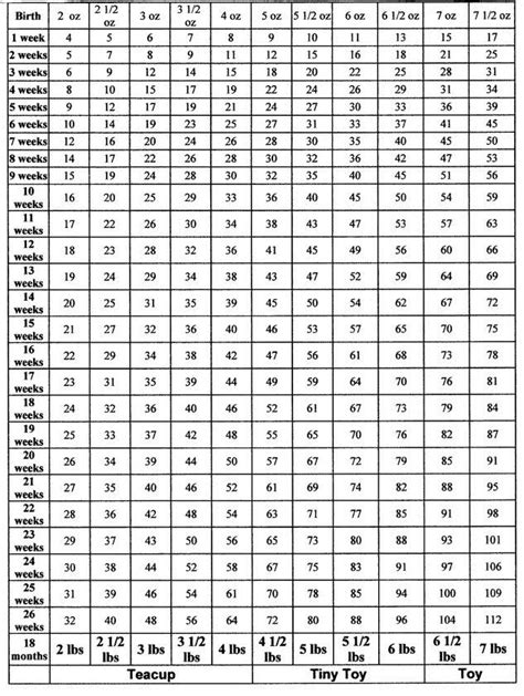 Weight Chart For Shih Tzu