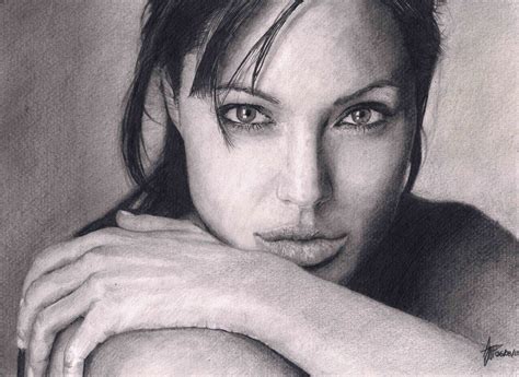 Angelina Jolie Realistic Pencil Drawing On
