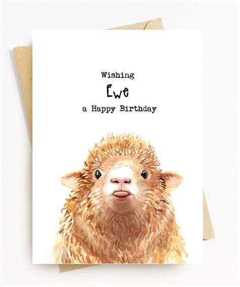 Je389 Cute Sheep Birthday Card Wishing Ewe A Happy Etsy