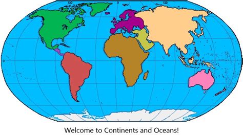 Map Of Continents And Oceans Without Names Tourist Map Of English