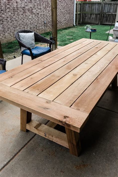 Diy Outdoor Dining Table Restoration Hardware Dupe Thrifty Pineapple