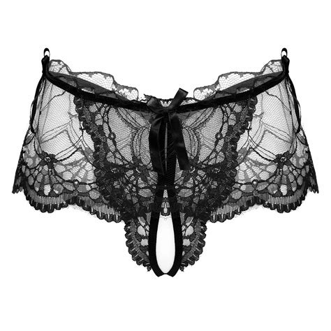 Men Crotchless Panties See Through Bow Lace Sissy Skirted Briefs Sexy Underwear Ebay