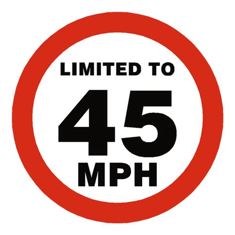 45 Mph Speed Limit Sticker Safety Uk