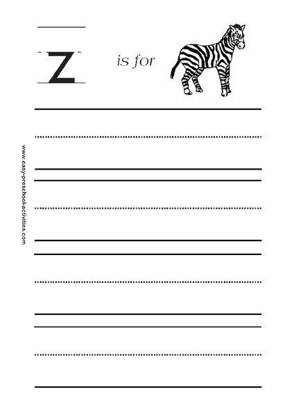 Z Is For Zebra Worksheet For Pre K 1st Grade Lesson Planet