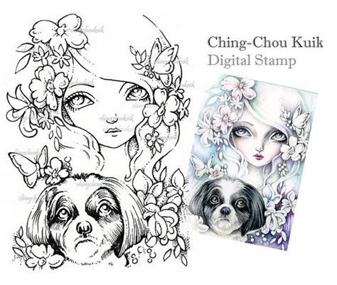 Find typically the latest and best shih tzu coloring pages images here that many of us get selected from plenty of other images. Shih Tzu Digital Stamp Instant Download / Fantasy Art by ...