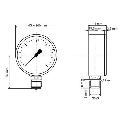 Manometr Kp 100 Pro Plynná Média Nerezový Ø 100 Mm 0 ÷ 1000 Mbar G½