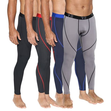 real essentials 4 pack men s compression pants base layer cool dry tights active sports