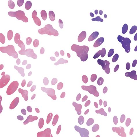 Cat Footprints Cute Purple Gradient Watercolor Pattern Cat Footprints