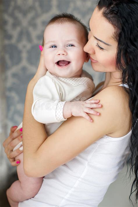 Portrait Of Happy Mother And Baby At Home Stock Image Image Of Girl