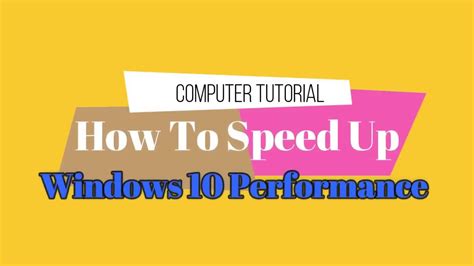 How To Speed Up Windows 10 Performance Easiest Step Youtube