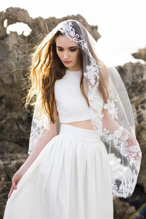 Love Find Co Embroidered Bridal Veil With Floral Edge Style By Bride La Boheme Modest Wedding