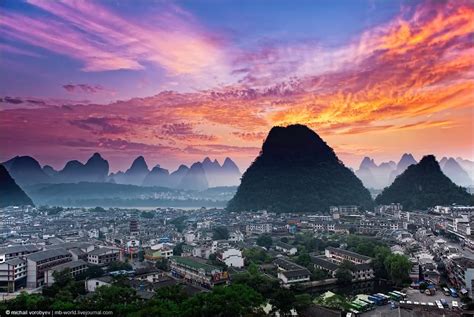 Yangshuo Guangxi Province China Aerial View Village Places To Travel