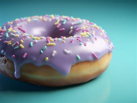 Premium Photo A Purple Donut With Sprinkles On It