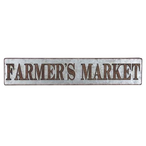 36x7 Metal Galvanized Farmers Market Sign Wall Decor At Home
