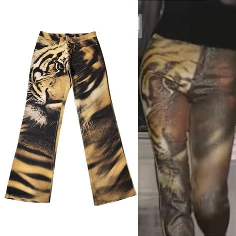 Ss Runway Tiger Print Jeans Size Uk In Great Depop