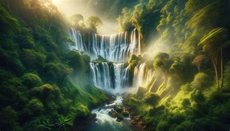 Premium Ai Image A Breathtaking Photo Capturing A Cascading Waterfall