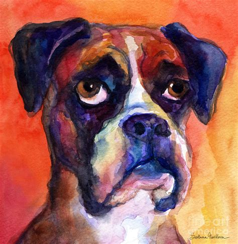 Pensive Boxer Dog Pop Art Painting Painting By Svetlana