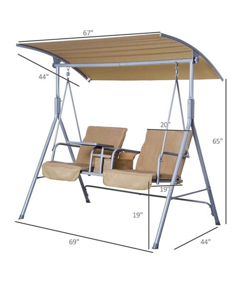 Outsunny 2 Person Porch Covered Swing Outdoor With Canopy Table And