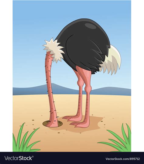 Ostrich Hiding Head In Sand Royalty Free Vector Image