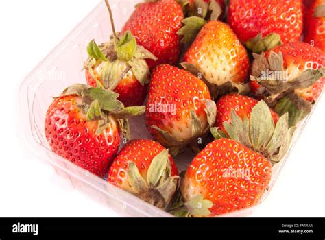 Strawberries In A Plastic Container Stock Photo Alamy