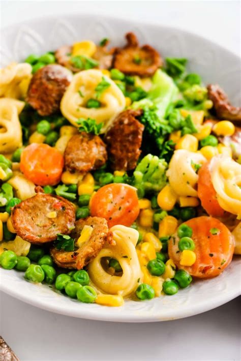 It is an ancient family recipe that started from just a small artisanal pasta workshop and inspired a dream of. Chicken sausage, tortellini pasta, and veggies covered in ...