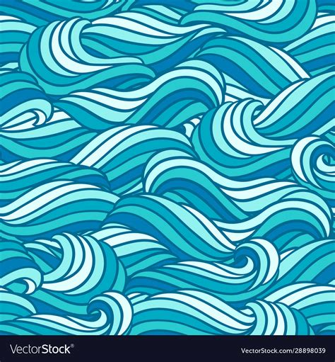 Seamless Wave Pattern Background With Sea River Vector Image