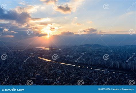 Sunset The Seoul City And Downtown Skyline In Seoul Stock Photo Image