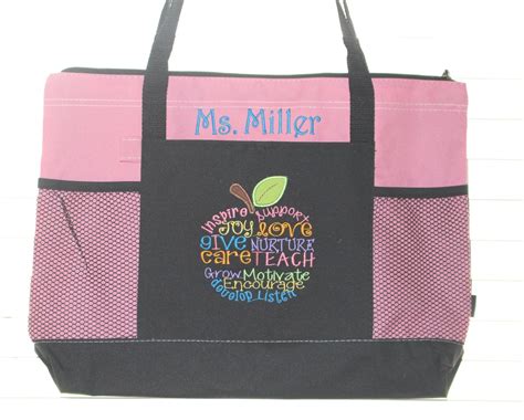 Best Teacher T Embroidered Personalized Teacher Tote Bag
