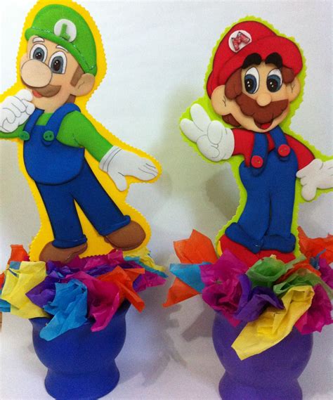 Centros De Mesas Con Tematica De Mario Bros Airplane Party Luigi