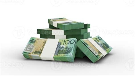 3d Rendering Of Stack Of 100 Australian Dollar Notes Bundles Of