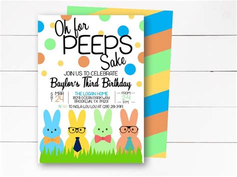 Peeps Birthday Invitation Hipster Birthday Easter Birthday Etsy