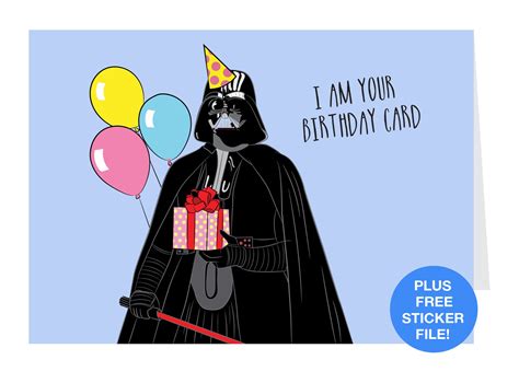 Darth Vader Birthday Card Darth Vader Card Darth Vader Etsy