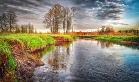 River Gauja By An Early Spring Stock Image Image Of