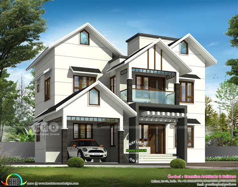 2667 Square Feet 4 Bedroom Sloping Roof House Plan Kerala Home Design