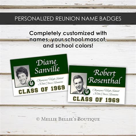 50th Class Reunion Printable Personalized Name Badges 50 Year Etsy